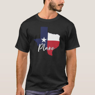 Camiseta Plano, Texas Flag Map Men's Black