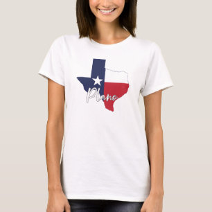 Camiseta Plano, Texas Flag Map Women's White