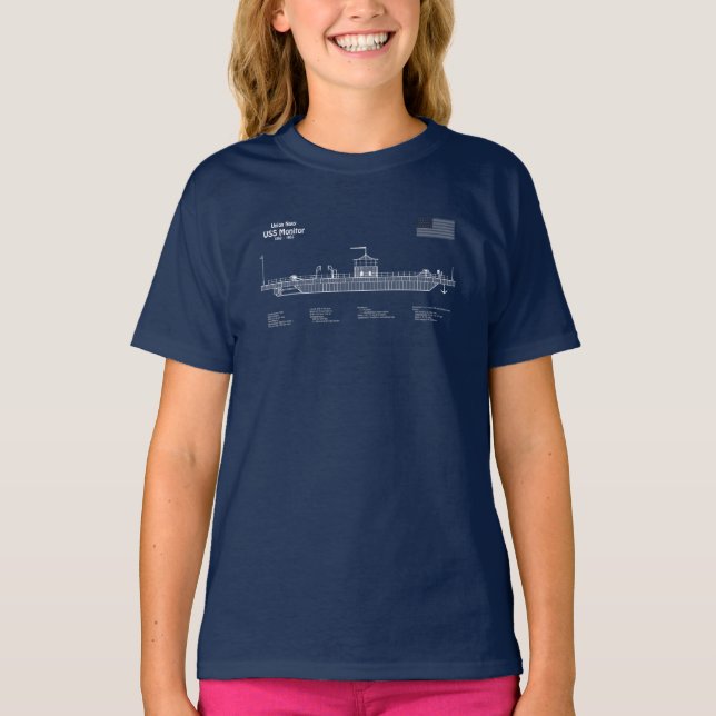 Camiseta Planos de construcción del USS Monitor ABD (Anverso)