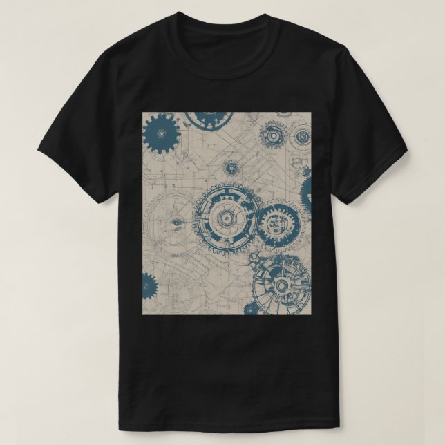 Camiseta Planos de ingeniero engranajes arquitectura estruc (Diseño del anverso)