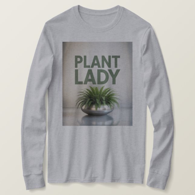 Camiseta Plant Lady Fern Silver Pot T-Shirt (Anverso del diseño)