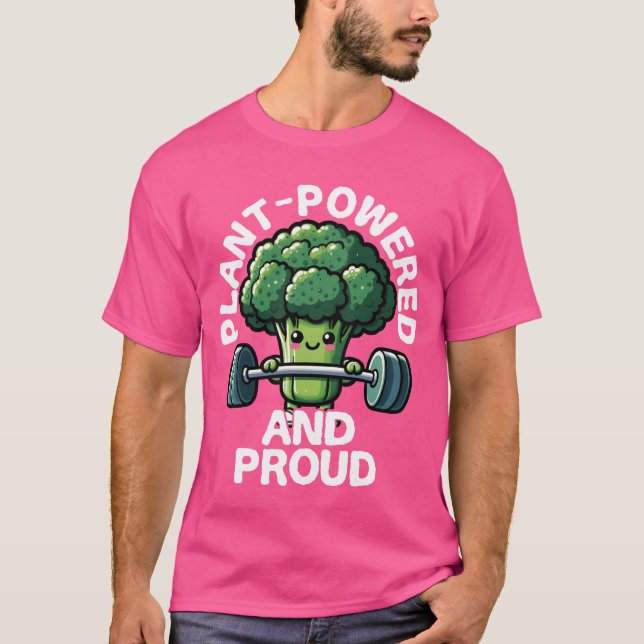 Camiseta Plant Powered and Proud Broccoli Lifting Weights v (Anverso)