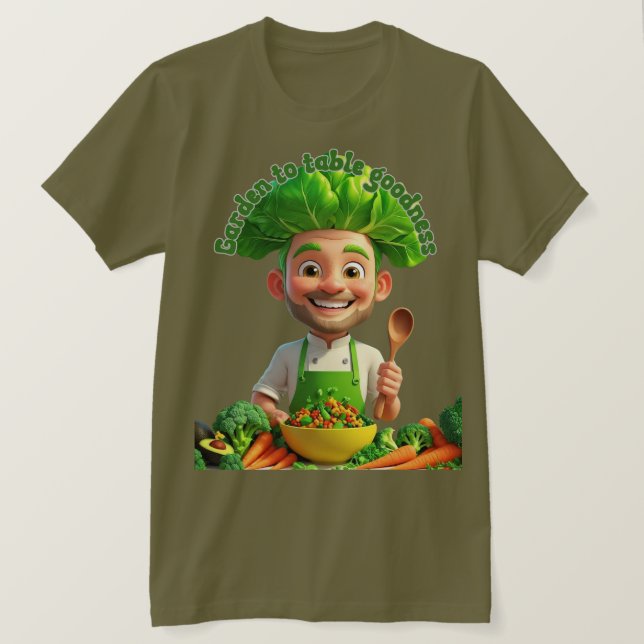 Camiseta Plant-Powered Chef – Cooking with Kindness (Anverso del diseño)