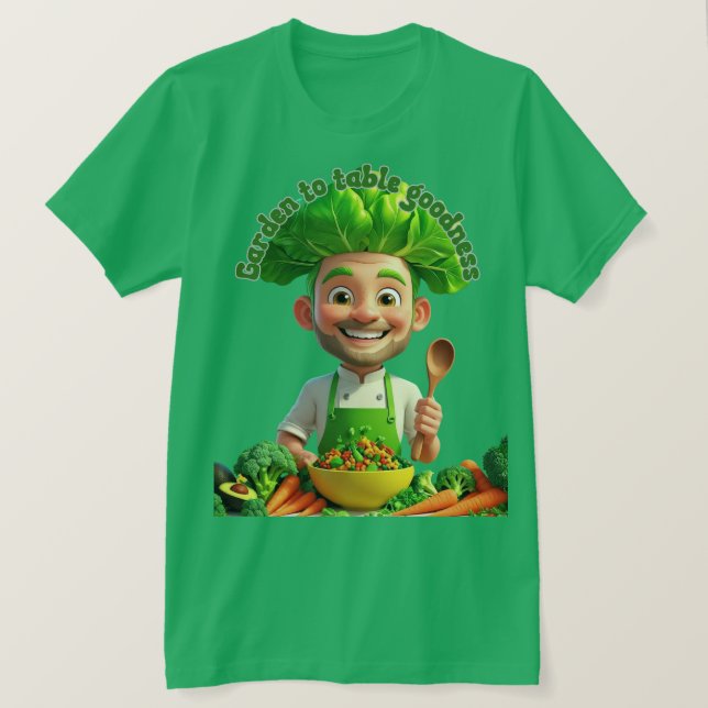 Camiseta Plant-Powered Chef – Cooking with Kindness (Anverso del diseño)