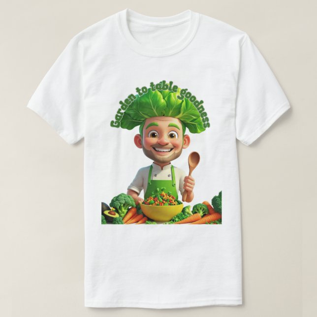 Camiseta Plant-Powered Chef – Cooking with Kindness (Diseño del anverso)