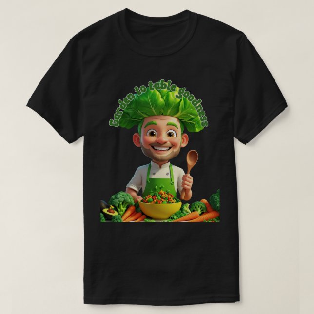 Camiseta Plant-Powered Chef – Cooking with Kindness (Diseño del anverso)