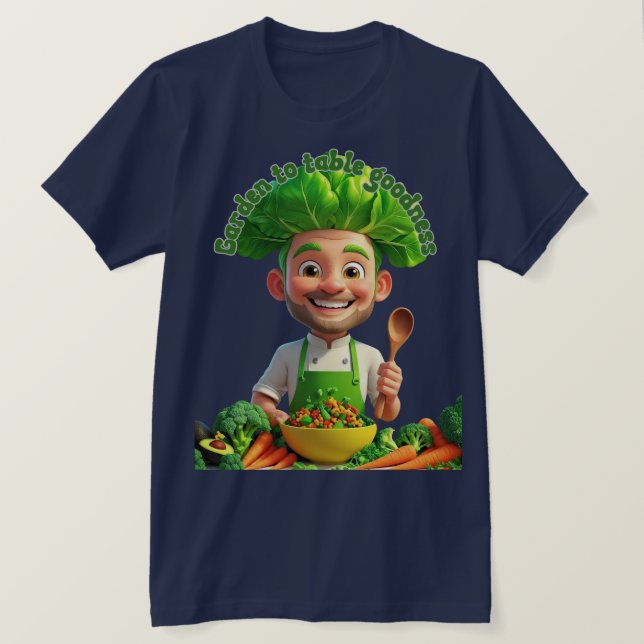 Camiseta Plant-Powered Chef – Cooking with Kindness (Anverso del diseño)