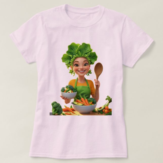 Camiseta Plant-Powered Chef – Cooking with Kindness (Diseño del anverso)