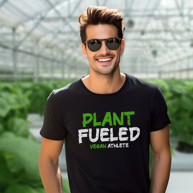 Camiseta Planta alimentada (atleta vegana) Green Fitness Un (Subido por el creador)