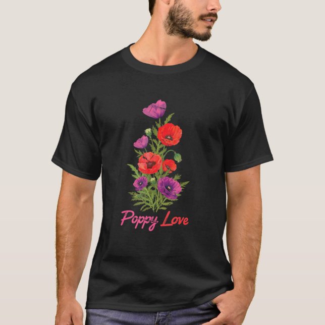Camiseta Planta - Amor a la amapola - Flor - Botánicos - Ja (Anverso)