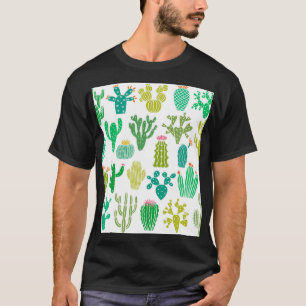 Camiseta Planta de cactus: conjunto floral vintage.
