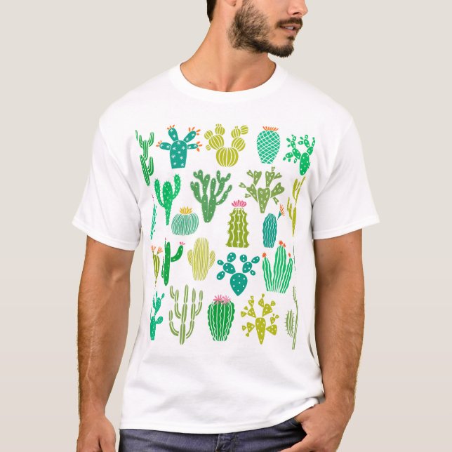 Camiseta Planta de cactus: conjunto floral vintage. (Anverso)