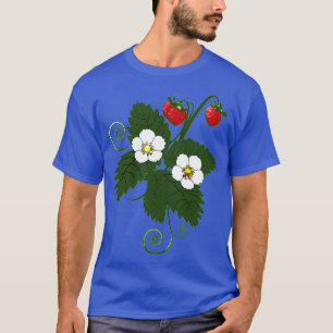 Camiseta Planta de fresa botánica con frutas y hojas