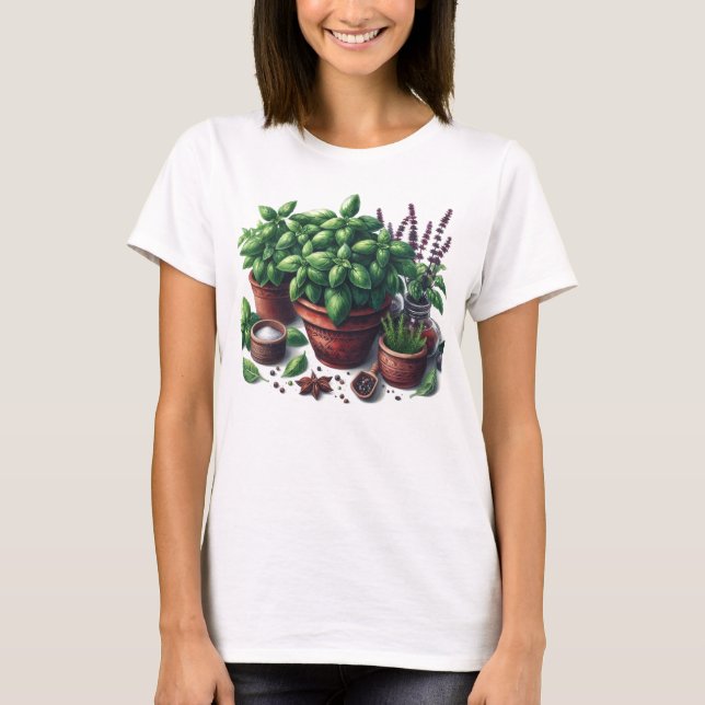 Camiseta Planta de hierbas de Garden Basil Lady T-Shirt (Anverso)