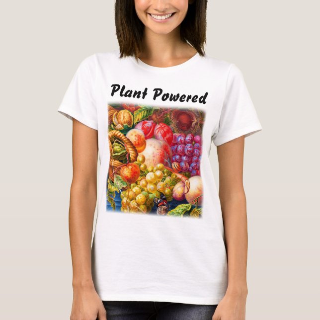Camiseta Planta de la Vida Alimentada Por Fruta Que Vigila  (Anverso)
