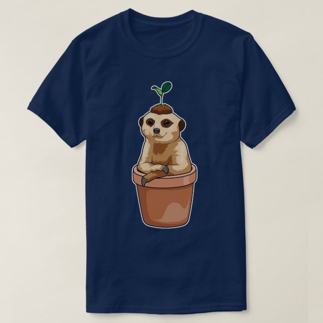 Camiseta Planta de maceta de flores de Meerkat (Diseño del anverso)