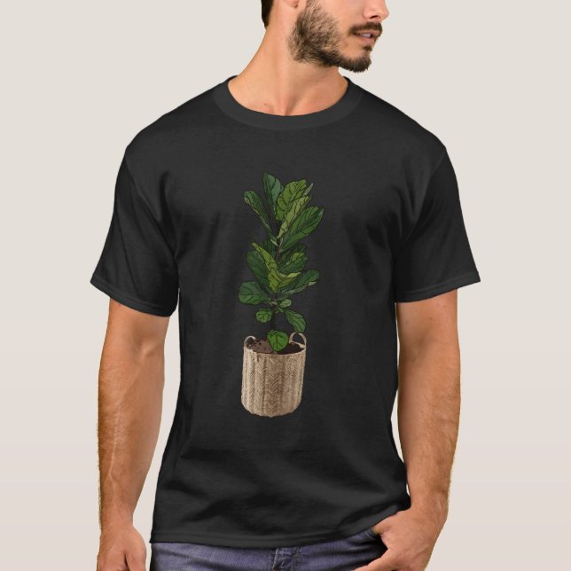 Camiseta Planta Divertida Mamá Fiddle Leaf Fig En Cesta De  (Anverso)