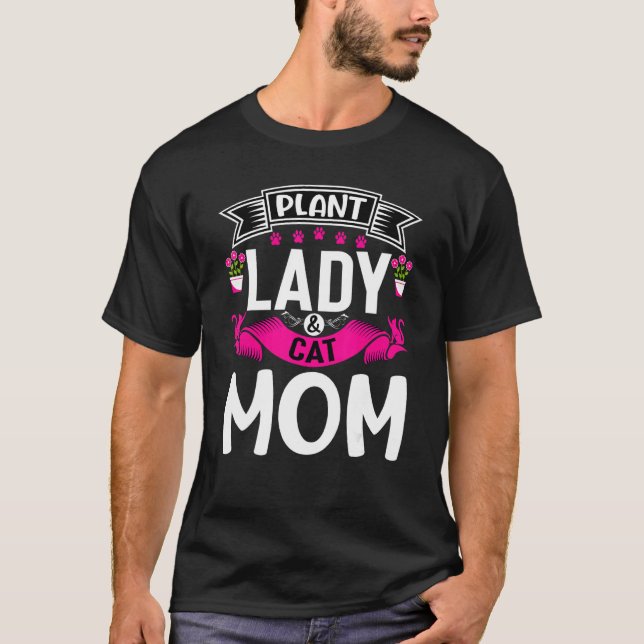 Camiseta Planta Lady Cat Mamá Planta Y Cat Mama Gardener W (Anverso)
