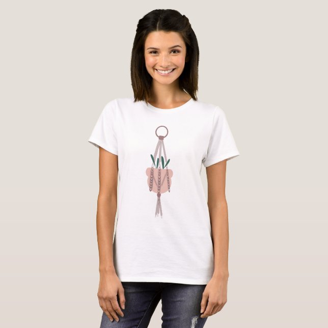 Camiseta Plantador colgante Macrame Jungle House Planta T-S (Anverso completo)
