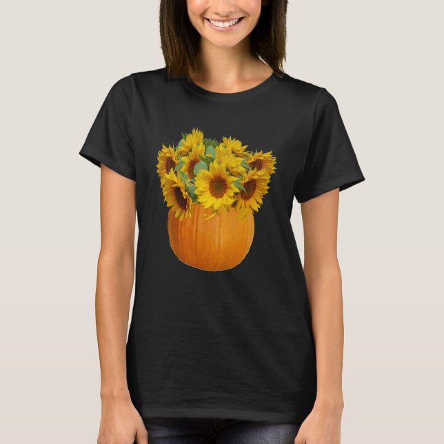 Camiseta Plantador de calabaza de bonito con girasoles caíd (Anverso)