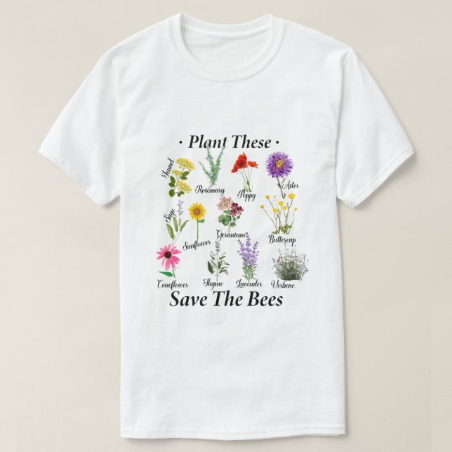 Camiseta Plantar esto salva a las abejas (Diseño del anverso)