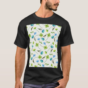 Camiseta Plantas acuarelas: Patrón floral sin foco.