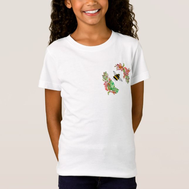 Camiseta Plantas coloridas y acuarela de abejorro (Anverso)