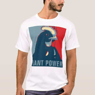 Camiseta Plantas Poder Rojo Azul Blanco Azul Pop Art Pollo