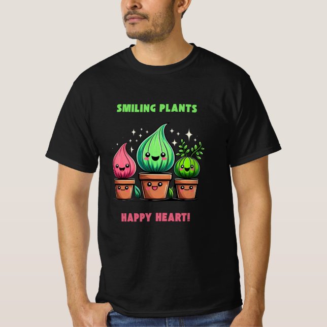 Camiseta Plantas sonrientes, corazón feliz - Diseño de la N (Anverso)