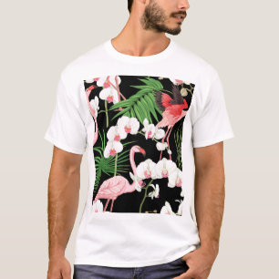 Camiseta Plantas tropicales Aves Ilustracion de colores