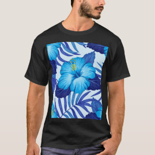 Camiseta Plantas tropicales hawaianas, patrón de hibiscos.