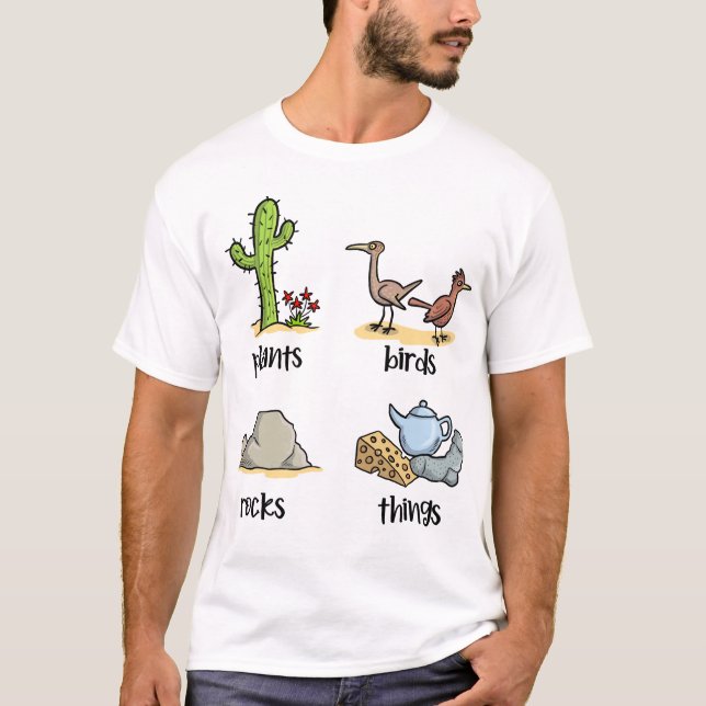 Camiseta Plantas y aves y rocas y cosas por el estilo (Anverso)