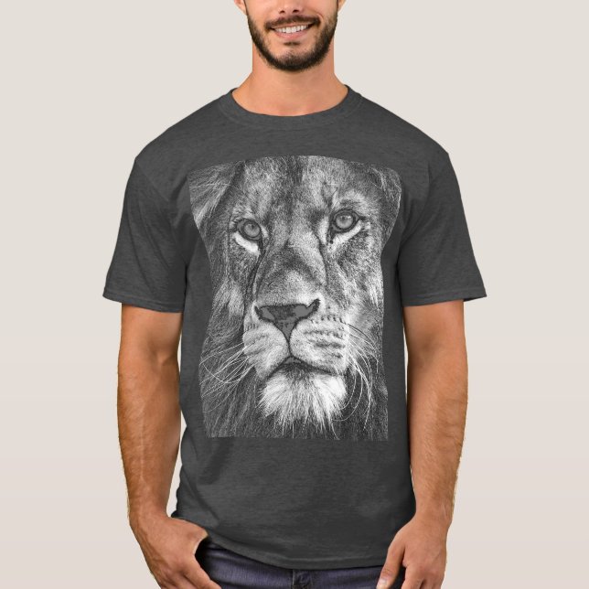 Camiseta Plantilla de animales de la cara del león masculin (Anverso)