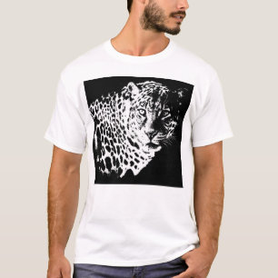 Camiseta Plantilla de arte pop de cabeza de leopardo elegan