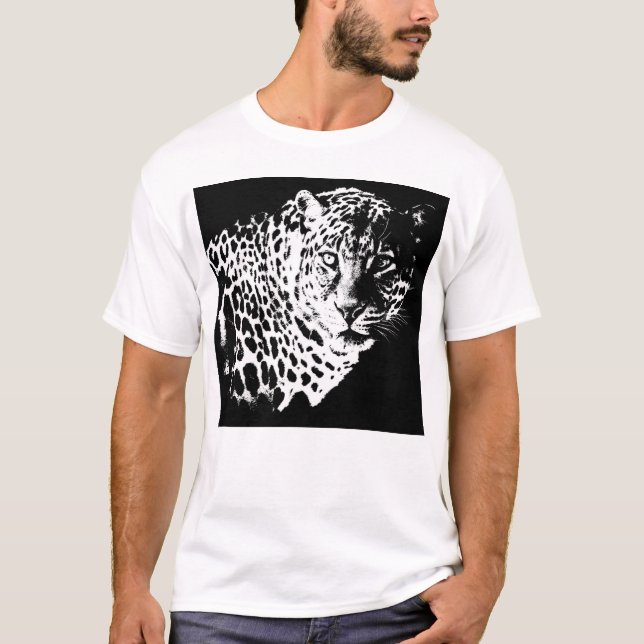 Camiseta Plantilla de Arte Pop de Cabeza Leopardo Elegante  (Anverso)