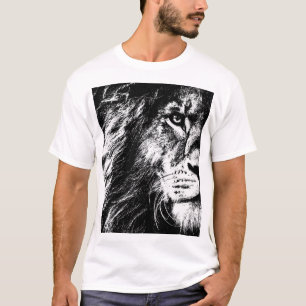 Camiseta Plantilla de arte pop de cara de león plantilla de