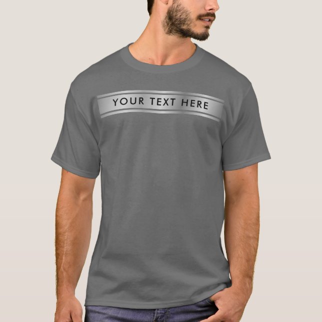 Camiseta Plantilla de aspecto plateado Añadir texto El oscu (Anverso)