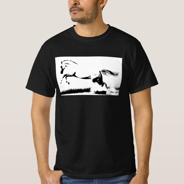Camiseta Plantilla de caballo con curvatura de arte pop es  (Anverso)