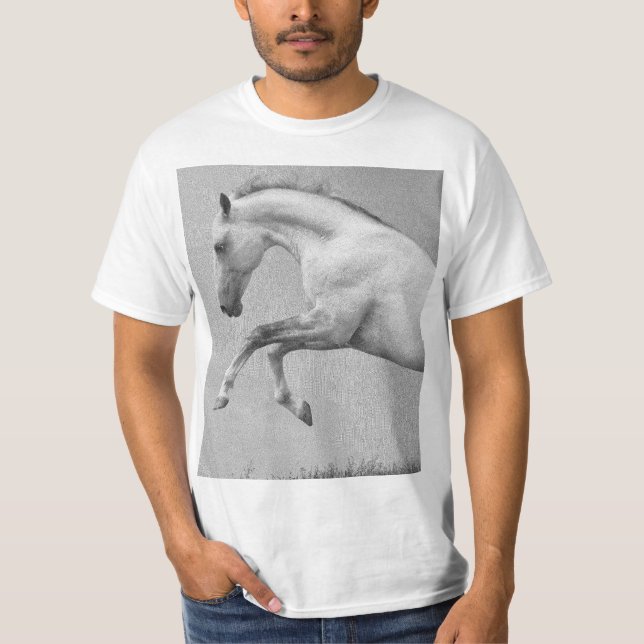 Camiseta Plantilla de caballo curvado para animales blancos (Anverso)