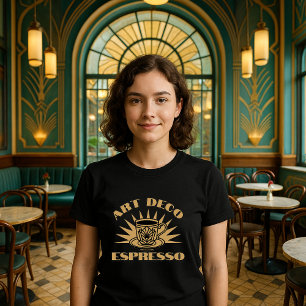 Camiseta Plantilla de café expreso de estilo Art Deco retro