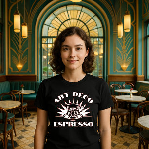 Camiseta Plantilla de café expreso de estilo Art Deco retro