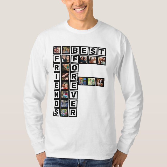 Camiseta Plantilla de Collage de fotos de los mejores amigo (Anverso)