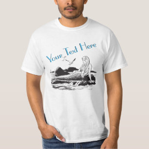 Camiseta Plantilla de cosecha de mermaid