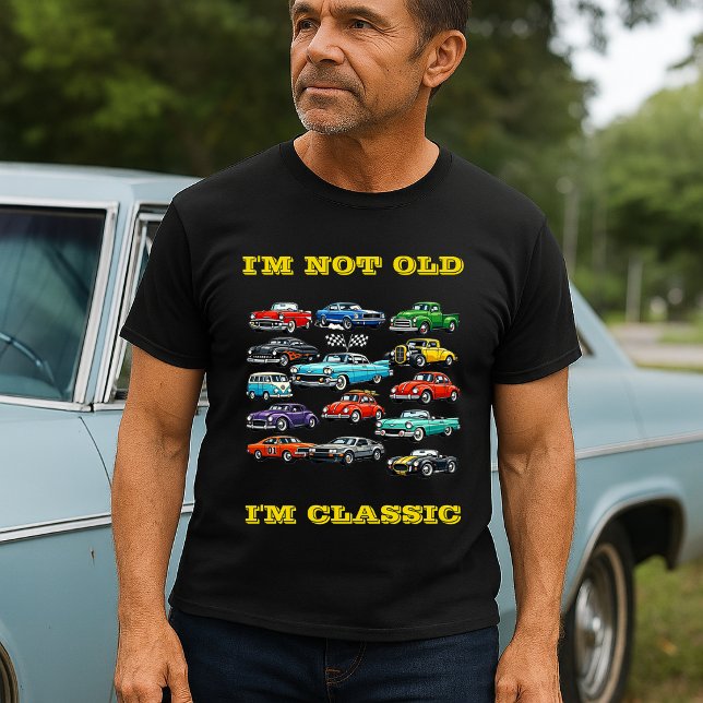 Camiseta Plantilla de cumpleaños de collage de coche clásic (Subido por el creador)