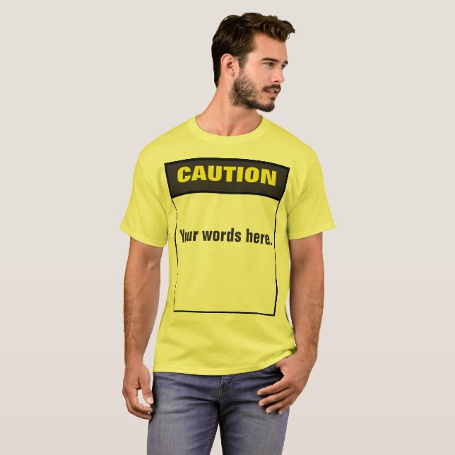 Camiseta Plantilla de encargo del Rótulo de la precaución (Anverso completo)