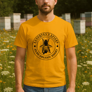 Camiseta Plantilla de etiqueta de miel de colmena de abeja