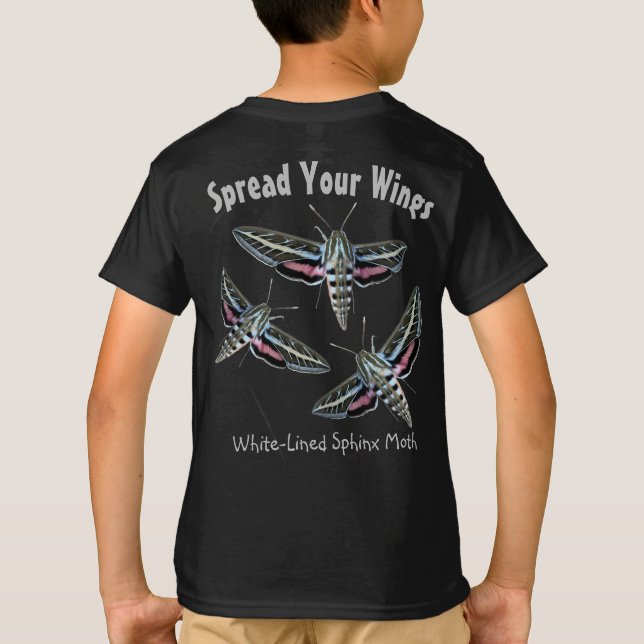 Camiseta Plantilla de fondo de foto de Sphinx Moth Insect (Reverso)