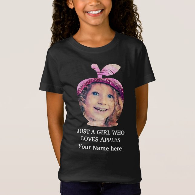 Camiseta plantilla de foto de manzana moderna para personal (Anverso)