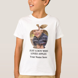 Camiseta plantilla de foto de manzana moderna para personal