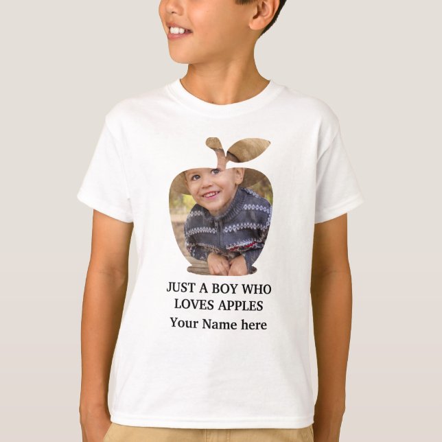 Camiseta plantilla de foto de manzana moderna para personal (Anverso)
